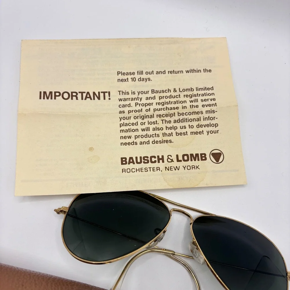 Vintage 80s Ray-Ban Sunglasses 58-14 Gold G-15‎ Glass Metal B&L